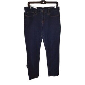 Gap 1969 Jeans Womens 31/12R Blue Real Straight Distressed Stretch Denim Classic